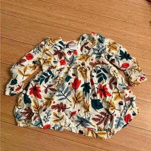 Hanna Andersson Multicolor Leaf Print Baby Dress